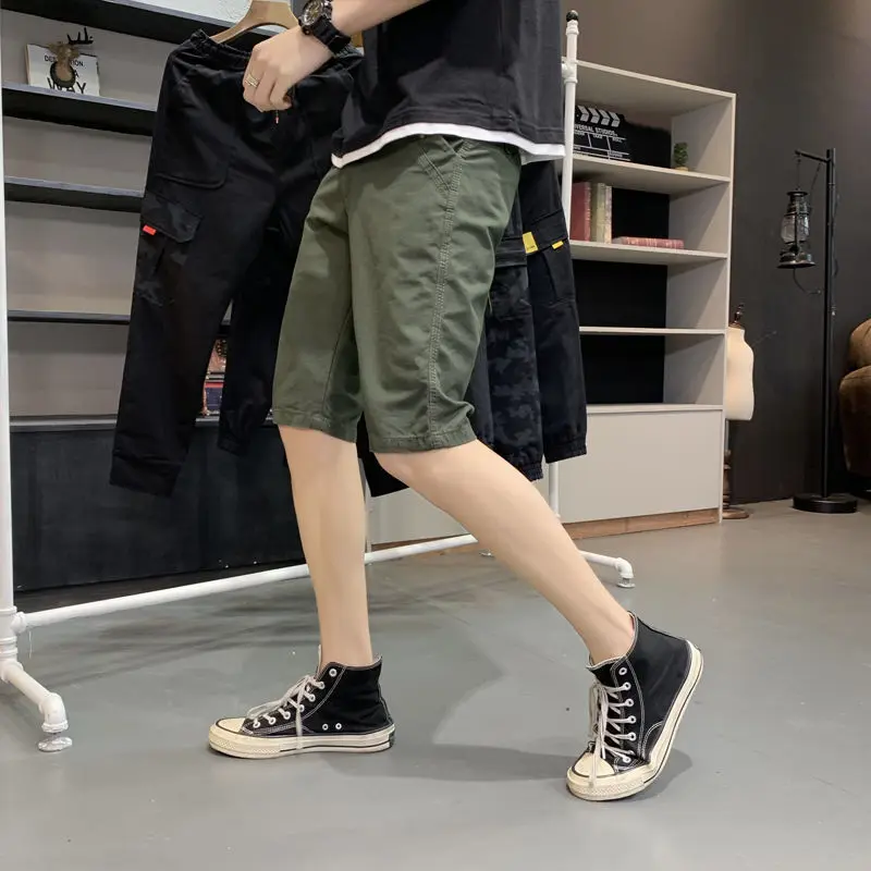 

Men 2022 Summer New Solid Color Shorts Cargo Short Pants Male Casual Multi-Pocket Shorts Men Workout Tactical Sweatpants G43