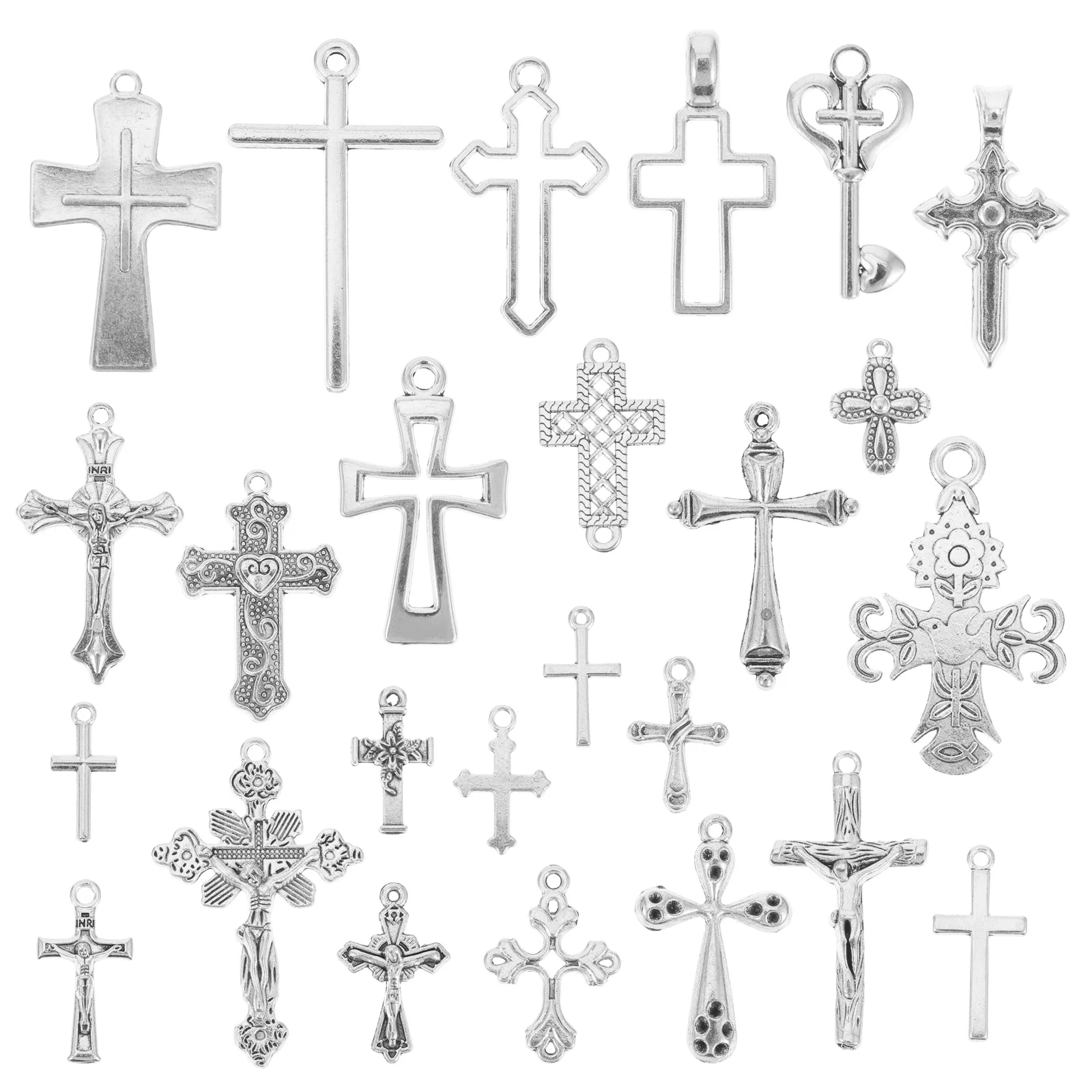 

Материалы для рукоделия, 25 шт., крест, кулон, ювелирные изделия, ожерелье, медальон, подвески из сплава «сделай сам»