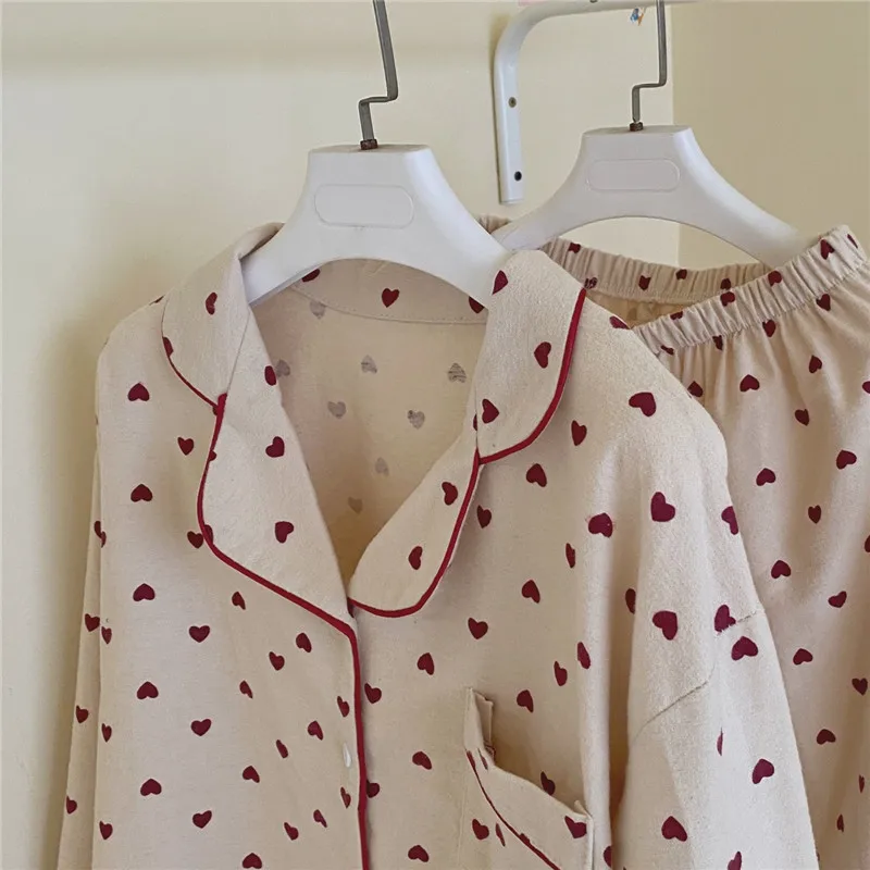 Женские пижамные комплекты из 100% хлопка одежда для сна на осень и зиму