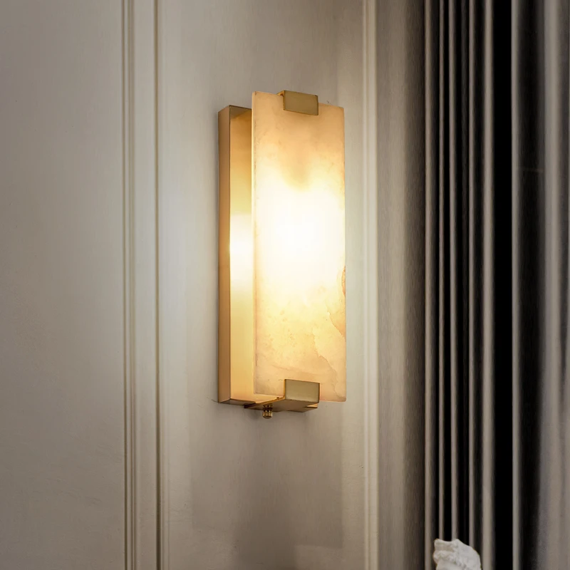 

Postmodern Classic Marble Wall Lamp Indoor Decor Copper Sconce Luxury LED Stair Light For Living Room Bedroom Corridor Entrance