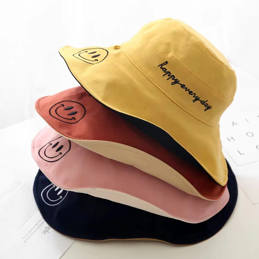 

Baby Sun Hat Summer Sun Protection Smiley Face Baby Bonnet Children Toddler Panama Beach Cap Adjustable Travel Bucket Kids Hat