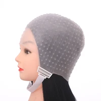 silicone cap with needle silicone hair highlights cap needle reusable hair coloring cap hair dye hat hairstyling tools