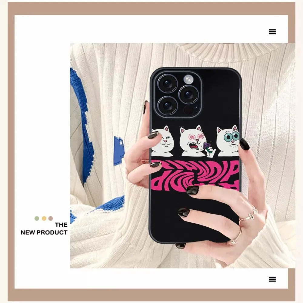 Funny R-RipndipS CAT Phone Case For iPhone 16 15 14 13 12 11 PRO MAX PLUS Mini TPU Soft to Skin-friendly case