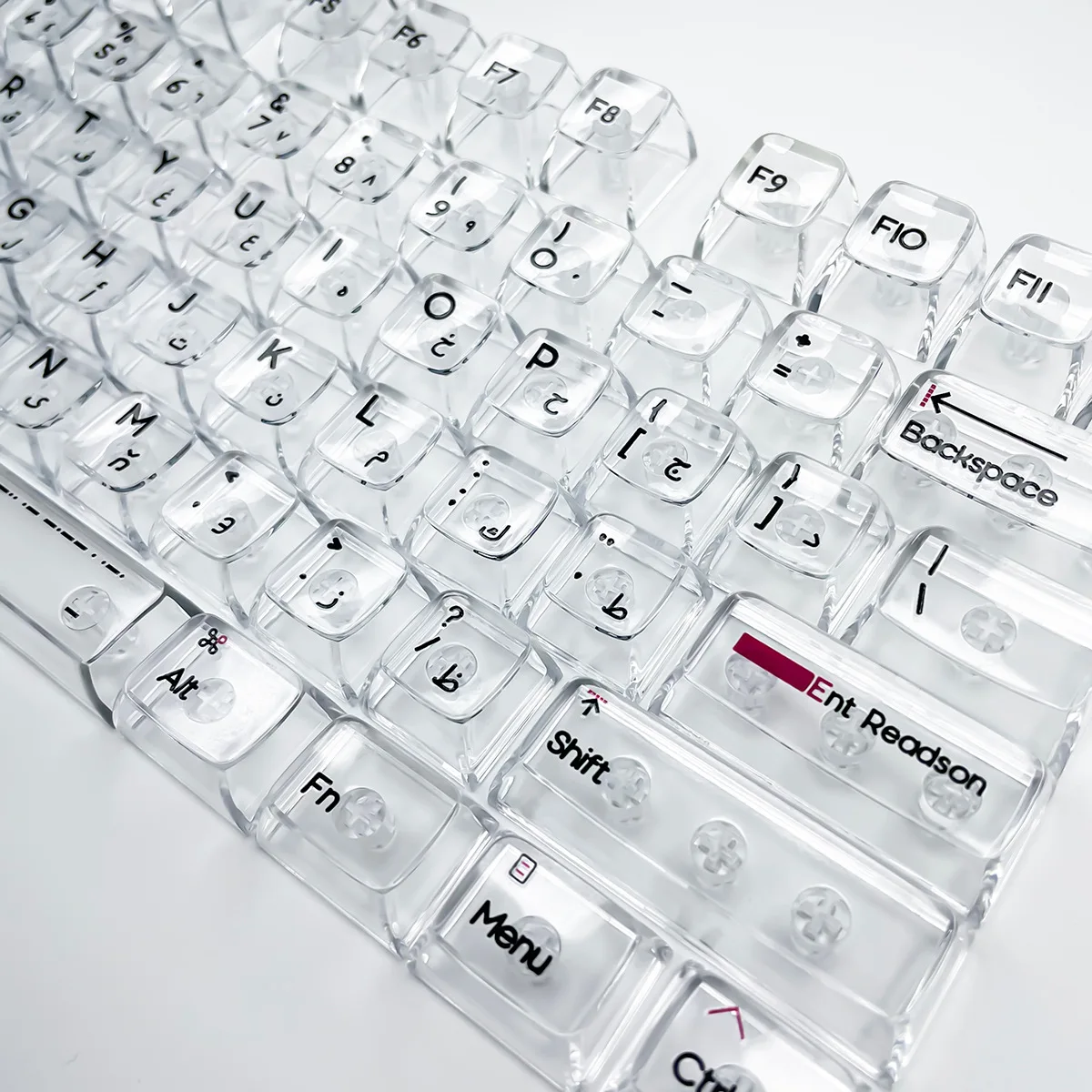 Arabic text layout keycaps Full transparent CBSA Height PC material Mechanical keyboard