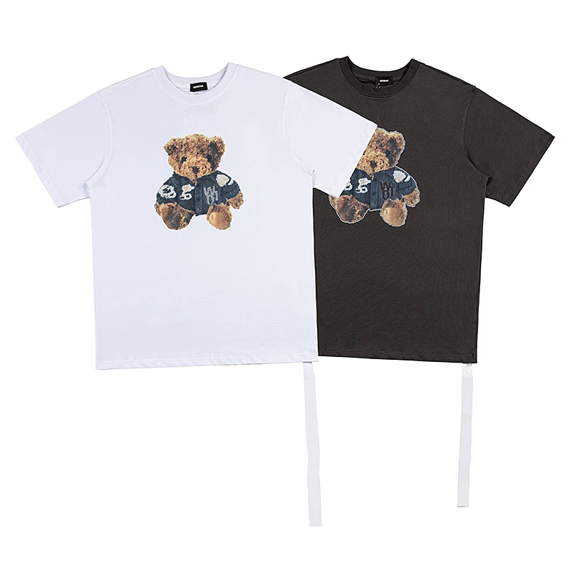 

We11done T-Shirt 2022SS Men Women High Quality Reflective Teddy Bear Print T-shirt Casual Loose Couple Short Sleeve Tees