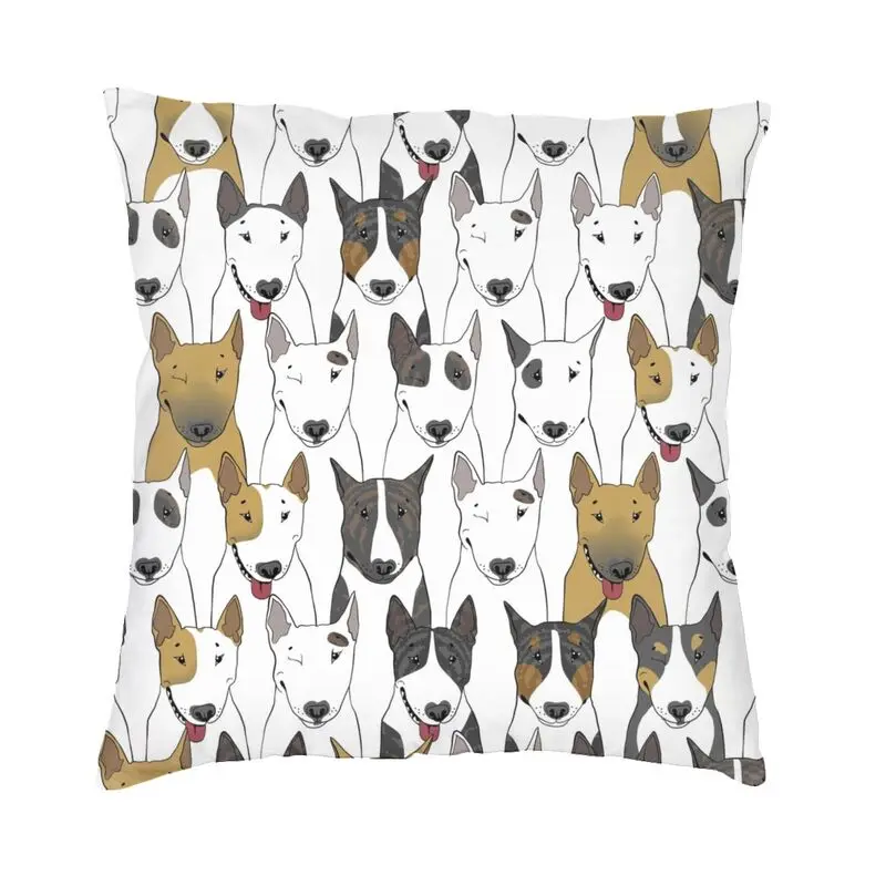 

Funny Bull Terriers Pattern Cushion Cover Pet Dogs Soft Velvet Luxury Pillow Cases Decoration Salon