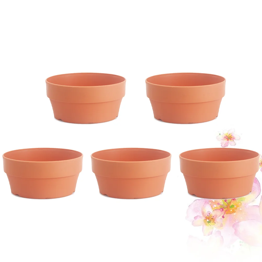 

5 Pcs Japanese Decor Home Plastic Terracotta Pots Garden Flower Pot Plastic Bonsai Pot Desktop Bonsai Pot
