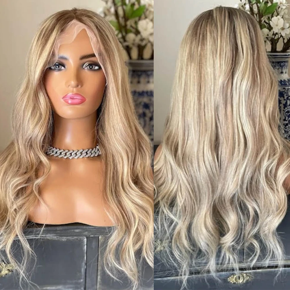 Light Ash Blonde Highlight 13x6” HD Lace Front Wig Glueless Cap Premium Brazilian Human Hair Full Lace Wigs Pre-plucked Hairline