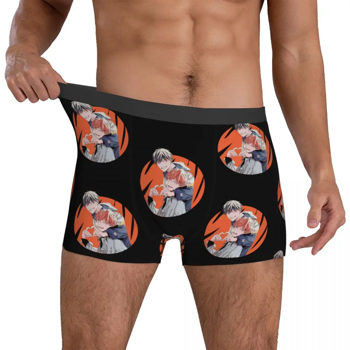 

Given Anime Underwear finger love two guys manga japan handsome boys Funny Underpants Custom Boxer Brief Pouch Men Boxershorts