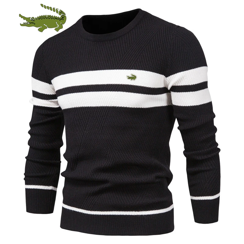 

2022 New Fall Pullover Sweater Men's O-neck Splicing Long-sleeved Warm Thin Sweater Men's Fashion Casual Sweater Clothing Men