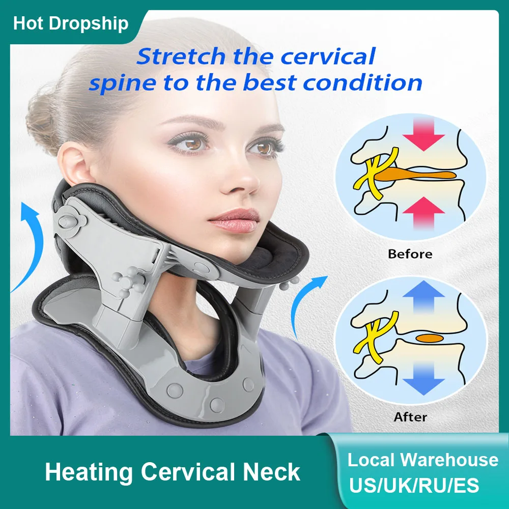 

Heating Neck Cervical Traction Hot Compress Adjustable Collar Spine Cervicale Neck Care Pain Relief Posture Corrector Support