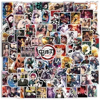 100pcsset anime demon slayer graffiti stickers for laptop luggage bicycle car skateboard computer waterproof decal toys