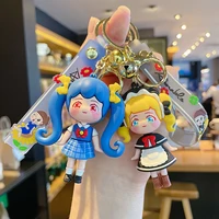 cartoon anime girl keychain cute doll keyring fashion couple bag charm holder ornament key chain car pendant accessories gift