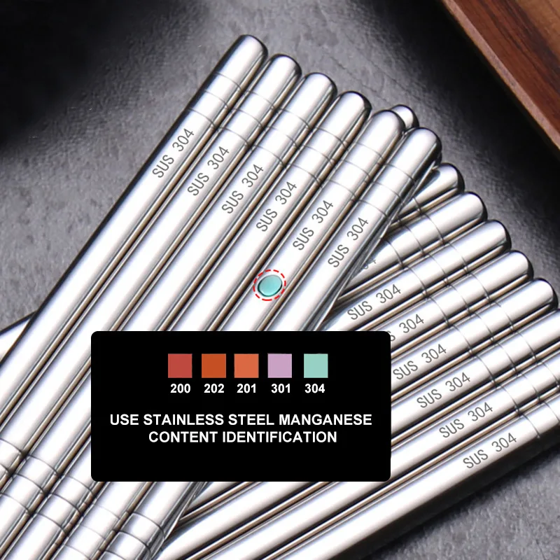 

Non-Slip Chinese Chopsticks 304 Stainless Steel Reusable Metal Healthy Chopstick for Sushi Food Sticks Tableware Kitchen Tools