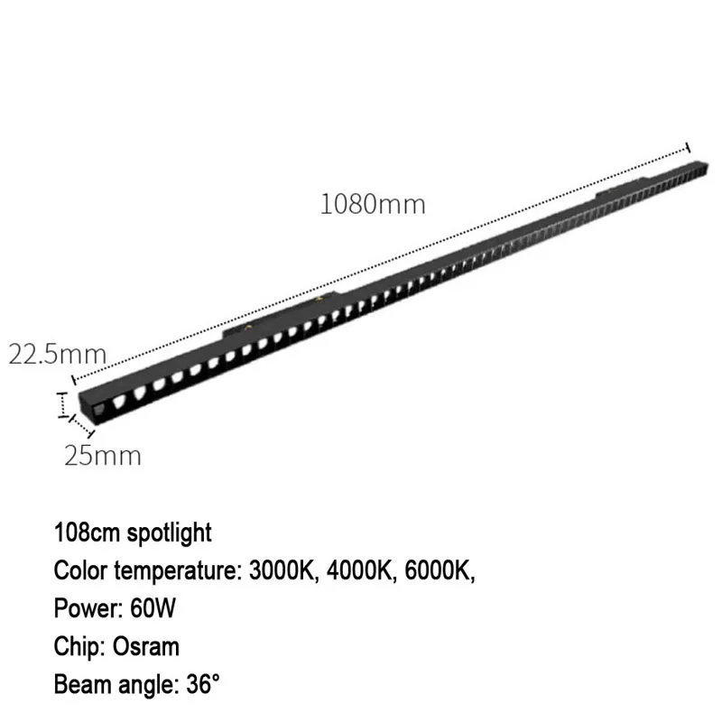 

2022 NEW White Black Flood Spot Magnetic Track Light 48V RA90 LED Line Lamp 112mm 220mm 328mm 435mm 543mm 1080mm