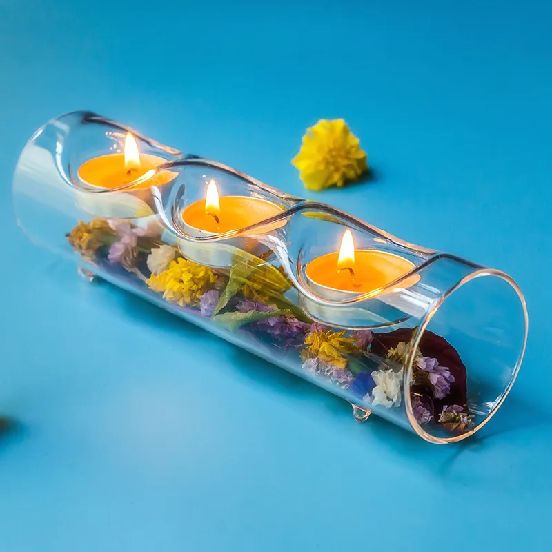 

Creative Glass Candle Holders for Tealight Romantic Home Decor Glass Candlestick for T-light Party Candle Stand