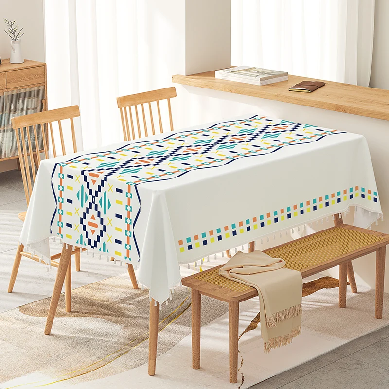 

Table cloth is washable, and scald resistant, light and luxurious. rectangular desk cloth, inset style