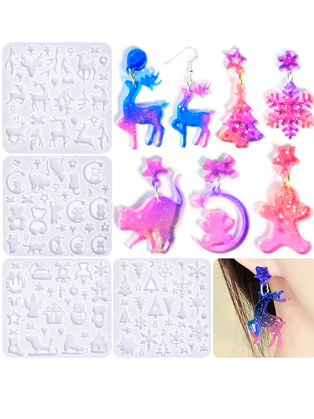 Женская Рождественская Силиконовая Форма Из Смолы Для Подвешивания Украшений