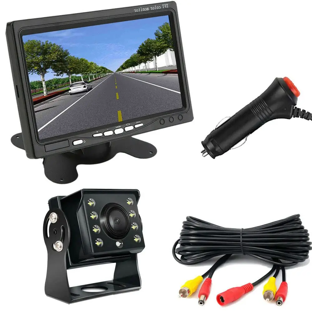 

Bileeko Rear View Backup Camera System Reversing Kit AHD 7" LCD Monitor, Night Vision Camera for Truck/Trailer/RV/Pickup