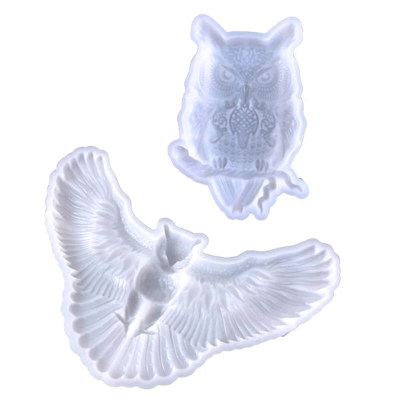 

2Piece Jewellery Silicone Mold for Luggage Tag-Pendant Flying Owl Epoxy Casting Mold Handmade Owl Pendant Resin Drop shipping
