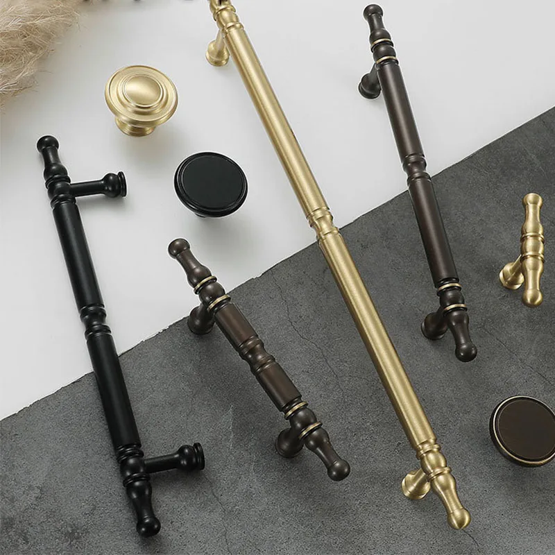 satin brass door handles goldenblack antique drawer pulls vintage kitchen knobs cabinet handles cupboard pull hardware free global shipping