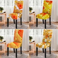 pastoral style plant series chair cover maple leaf all inclusive elastic spandex seat covers kitchen dinner chairs home decor