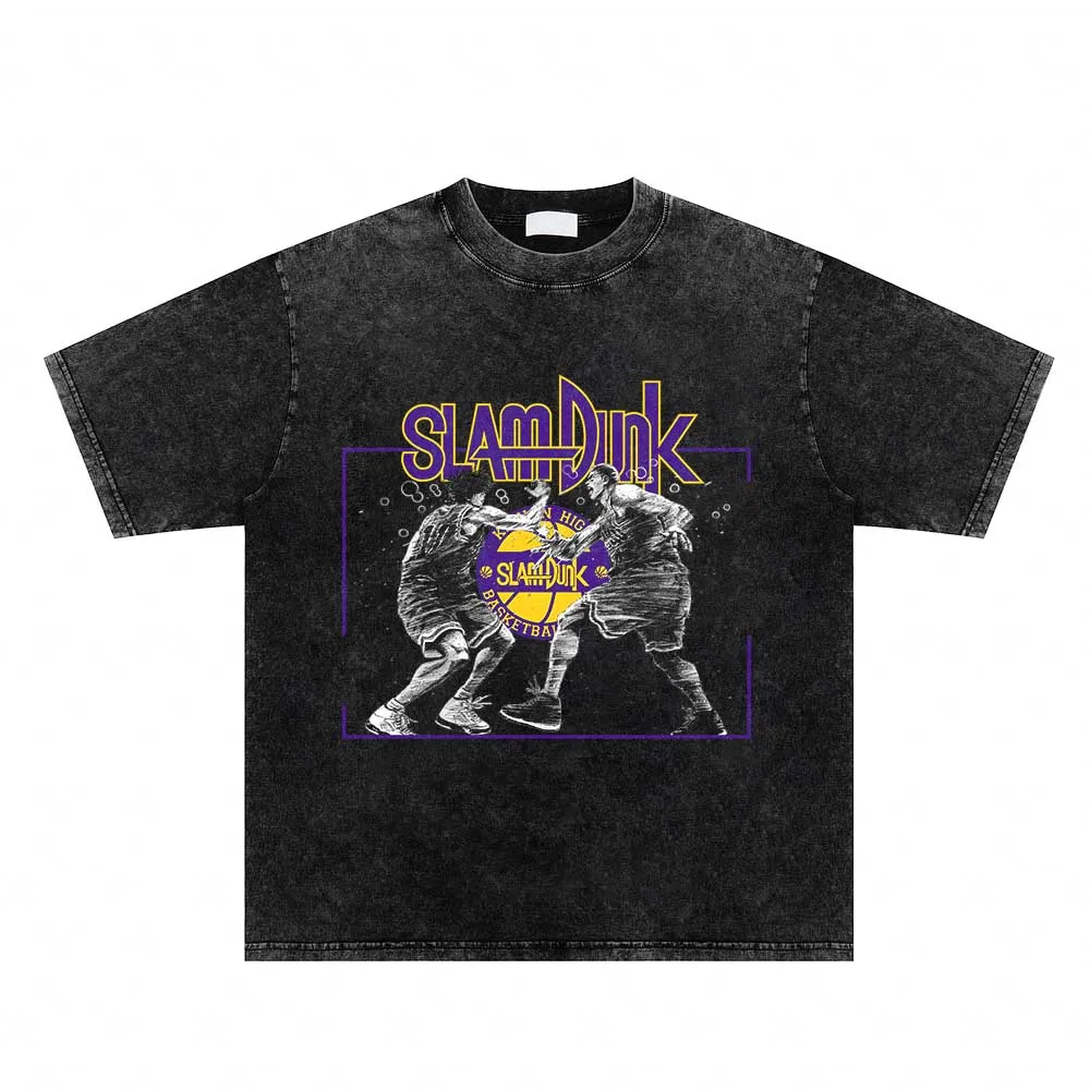 

Футболка мужская летняя с графическим принтом, винтажная уличная одежда в стиле хип-хоп с принтом баскетбольной команды, промытая футболка с коротким рукавом и аниме в стиле Харадзюку