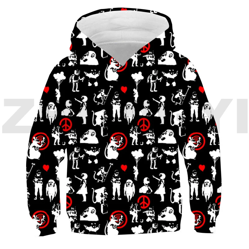 

3D Anime Pop Art Banksy Graffiti Hoodie Teenager Art Print Banksy Streetwear Children Oversized Pullover Sweatshirt Men Clothing