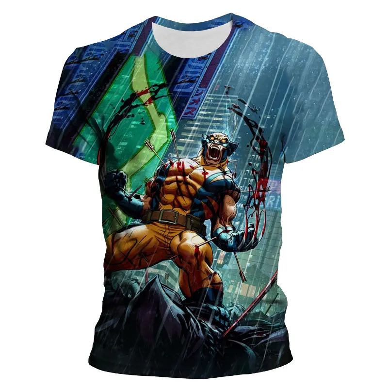 

Oversize T-shirt For Boy Girl Kids Marvel X-Men Wolverine Logan 3D Print Cool Men's T Shirt Summer Cartoon Anime Women Clothes