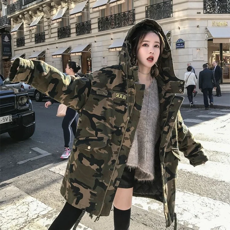 New Winter Thick Camouflage Cotton Padded Jacket Oversize Hoodie Coats Bomber Jacket Student's Work Clothes Cotton Padded Jacket