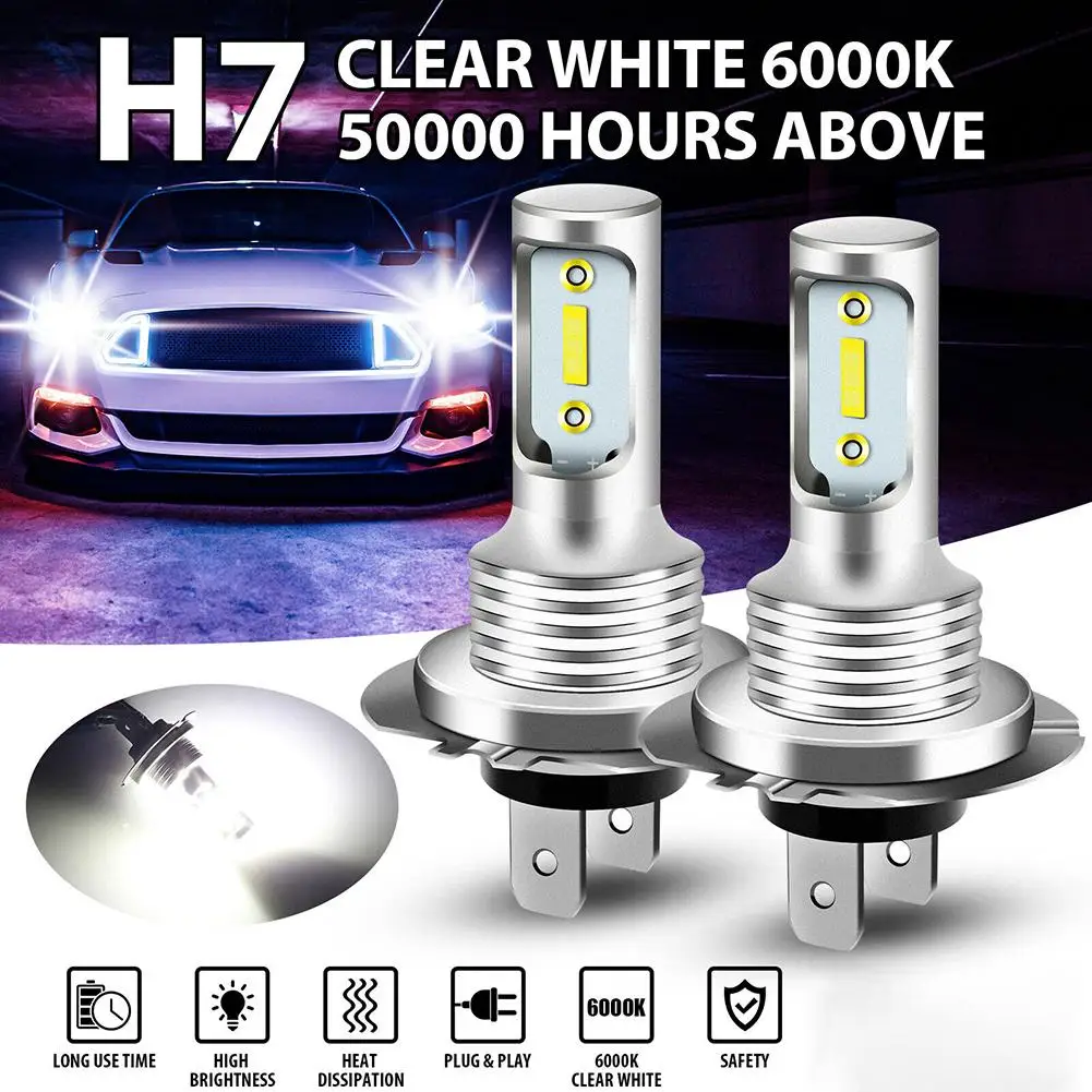 

2 Pcs H7 Led Headlight Bulb Car Front Fog Lamp High And Low Beam Conversion Kit 6000k 110w Ultra White Dropship