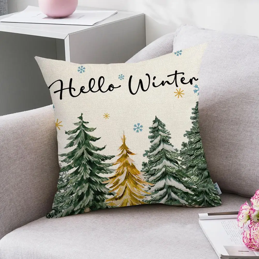 

Мягкая льняная Подушка, яркий праздничный домашний Декор 45x45 см, рождественские Квадратные наволочки с мультяшным снеговиком, оленем для дивана