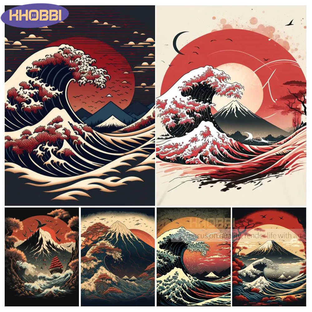 

Алмазная 5D картина в японском стиле с волнистым креплением канагава, настенное украшение для дома