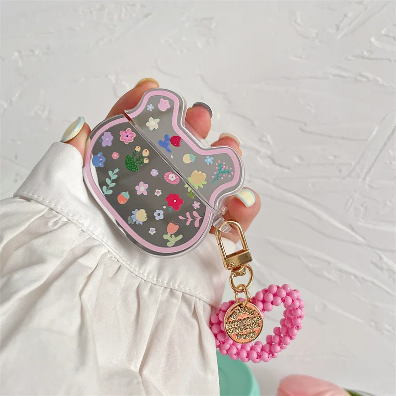 INS Korea голова милого медвежонка цветы зеркальный чехол для наушников Airpods 3 Pro 1 2 с