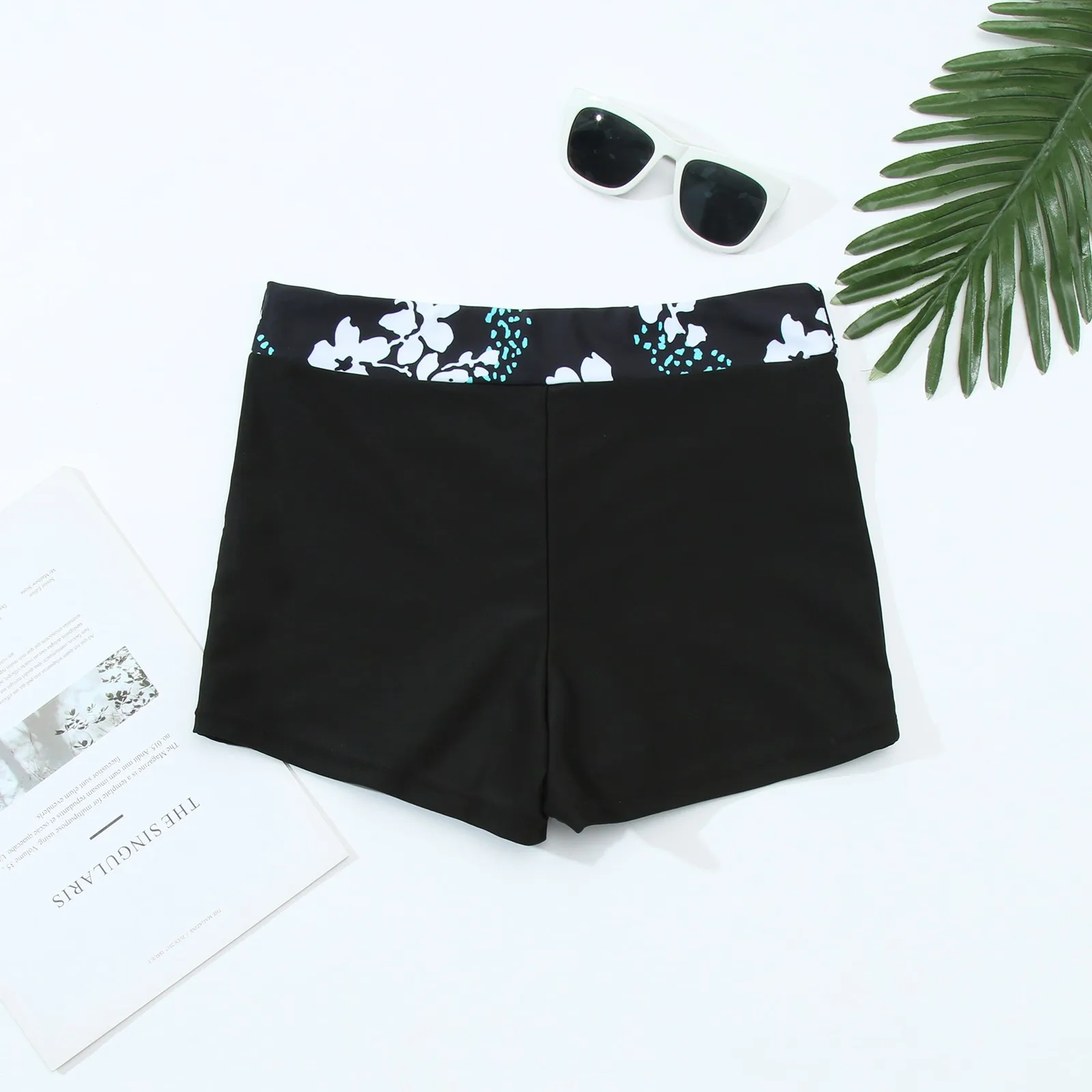 

SAY MORNING High Waist Women Bikini Bottoms Solid Black Swimsuit Tankini Brazilian Plus Size Beach Holiday Swim Shorts