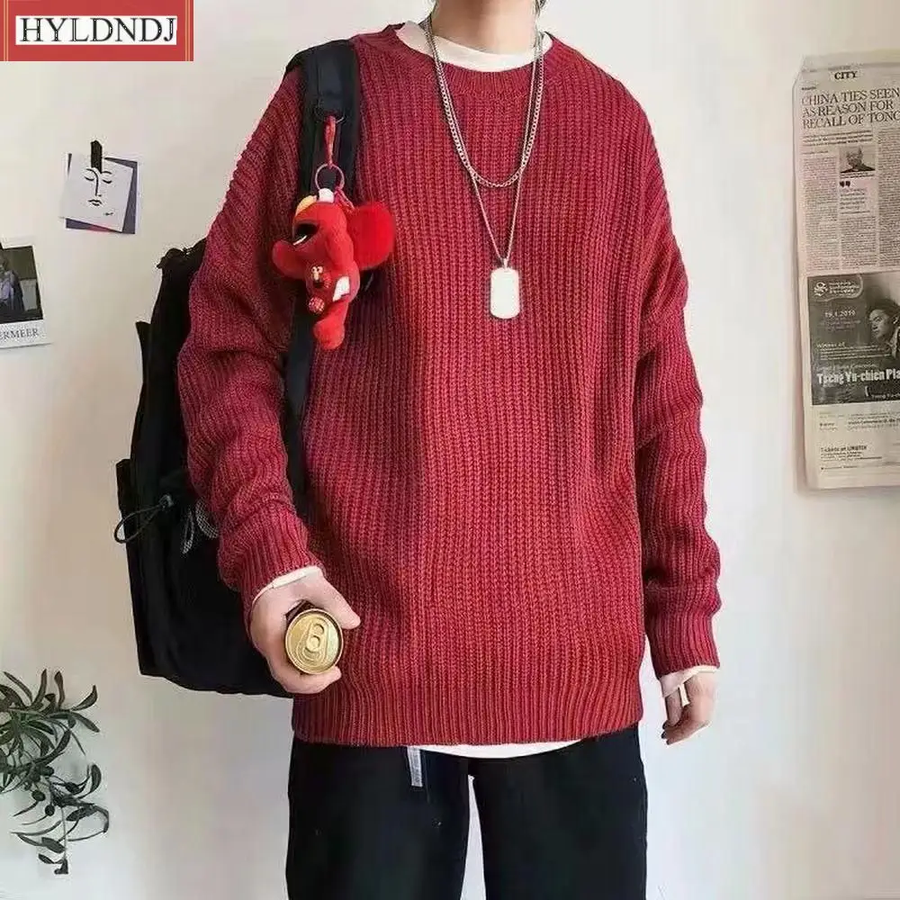 Men Spring Autumn Solid Color Wool Sweaters Slim Fit Men Street Wear Clothes Knitted Sweater Men Pullovers Korean Fashio Sweater