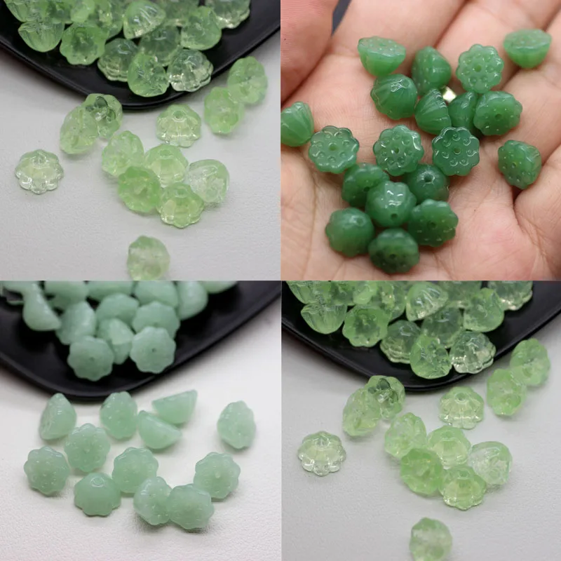 

Pack of 50PCS 10x7mm Lotus Glass Loose Beads DIY Woman Jewellery Accessories Bracelet Necklace Vintage Earrings Crystal Pendant