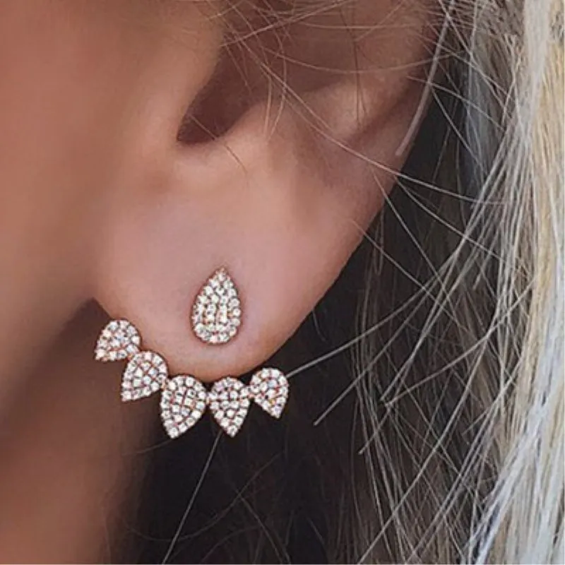 

Korean Style Shiny Rhinestone Crystal Stud Earring Gold Color Water Design Earring Fashion Women Wedding Jewelry Wholesale