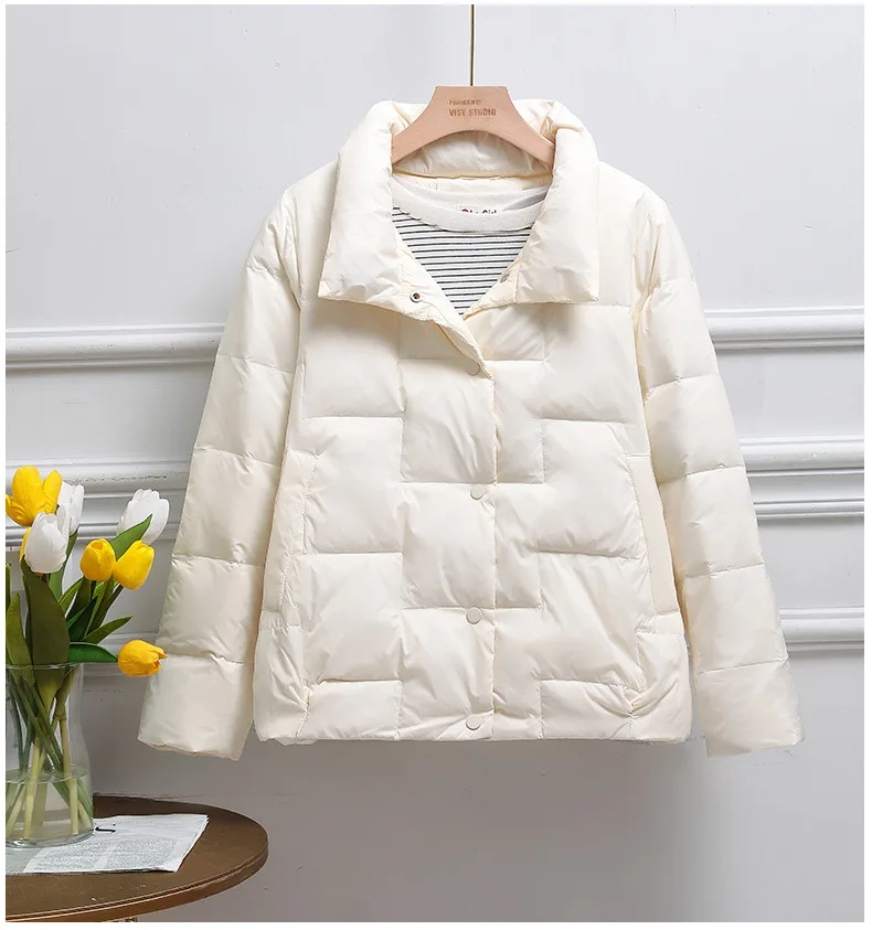 MHMR 2023New Short Winter Jackets Women Button Stand Collar Warm Parkas Autumn Thicken Clothing Fashion Solid Small Jacket M-4XL