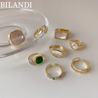 bilandi fashion jewelry finger rings hot sale vintage temperament geometric round square open metal rings for women gifts