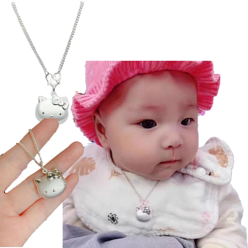 

KawaiiOriginal ProductHello Kittysterling silver necklacecute cat pendantcartoon silverdecoratebirthday present