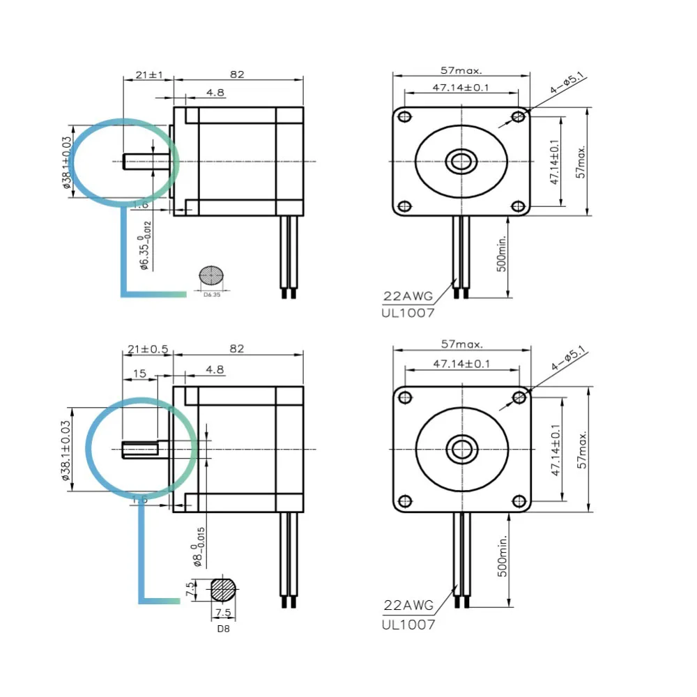 NEMA 23 Шаговый двигатель с ЧПУ 57x82 мм 3A 2 Нм D = 8 6 35 315 унций Nema23 Фрезерный станок