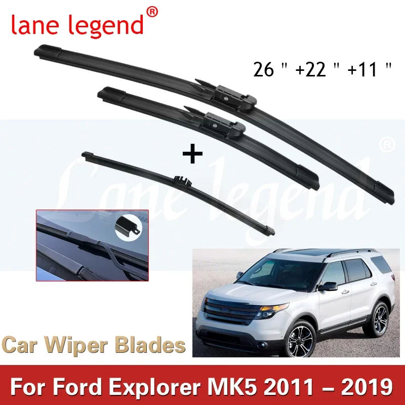 

Комплект передних и задних щеток стеклоочистителя автомобиля для Ford Explorer MK5 2011-2019, лобовое стекло, щетка от дождя, 26 "22" 11"