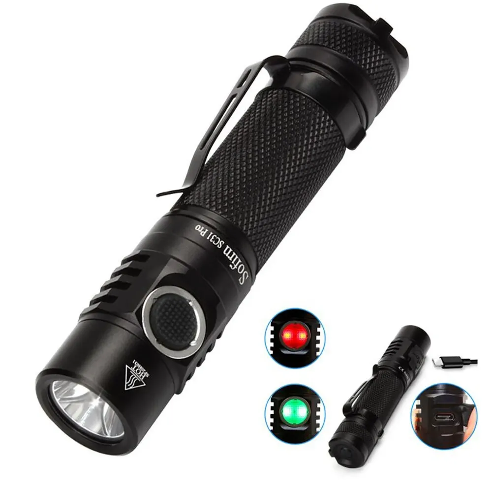 

Sofirn SC31 Pro Powerful Rechargeable LED Flashlight 18650 Torch USB C SST40 2000LM Anduril