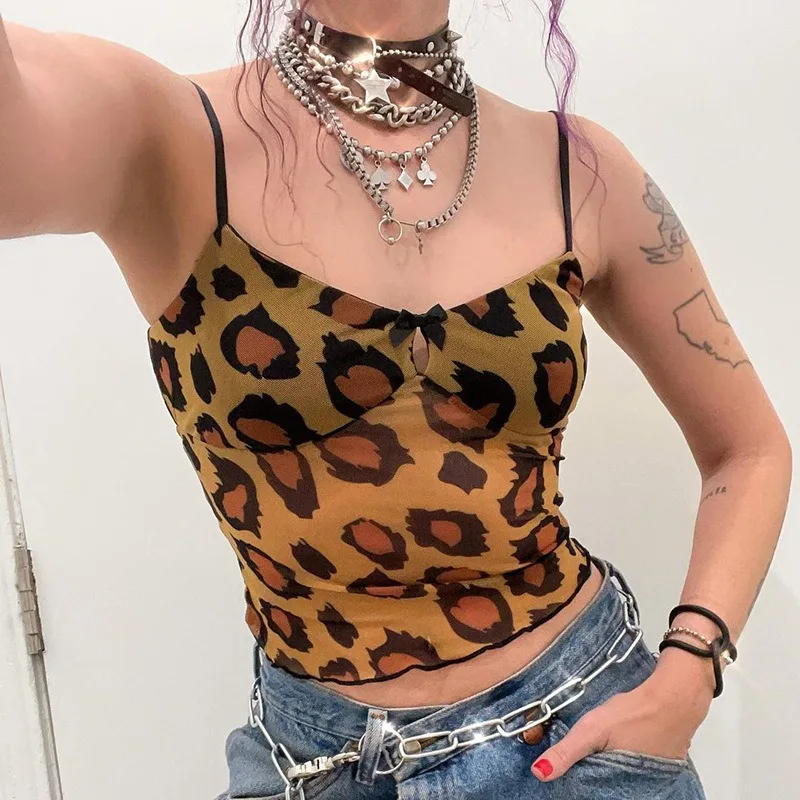

YINGDINGST 2022 Summer Party Women Camisole Leopard Sexy Halter Crop Ladies Tank Top Streetwear Cropped Corset Camis Women