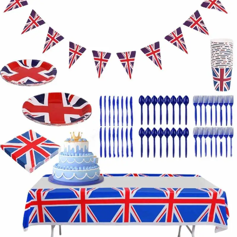 British Flag Birthday Plates British Flag Theme Party Paper Plates Dinnerware Set Union Jack Party Supplies For Sporting Event