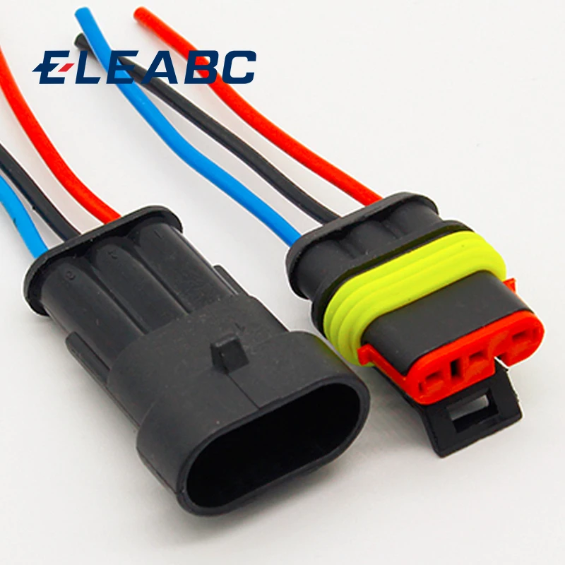 

3 Pin Way Sealed Waterproof Electrical Wire Connector Plug Set auto connectors with cable