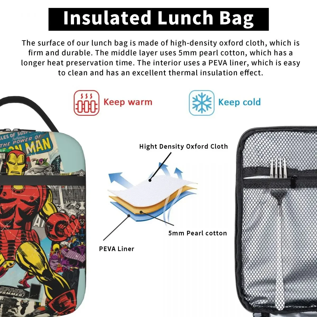 Ланч-бокс Железный Человек В Стиле Ретро Изолированная Коробка Для Бенто