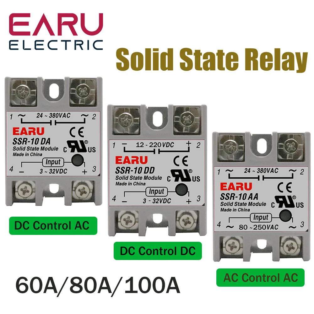 

SSR-60DA SSR-80DA SSR-100DA SSR-60AA SSR-60DD SSR 60A 80A 100A DD DA AA Модуль твердотельного реле для контроллера температуры PID