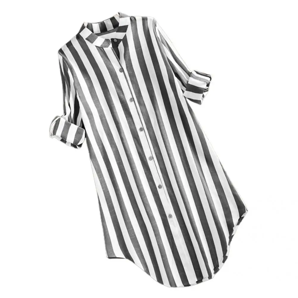 

Great Spring Blouse Lapel Cardigan Women Shirt Great Stitching Spring Shirt
